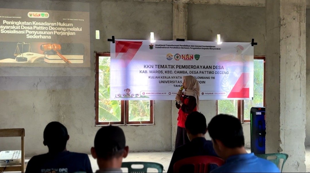 Mahasiswa KKN-T 116 Unhas Gelar Sosialisasi Penyusunan Perjanjian Sederhana di Desa Pattiro Deceng.