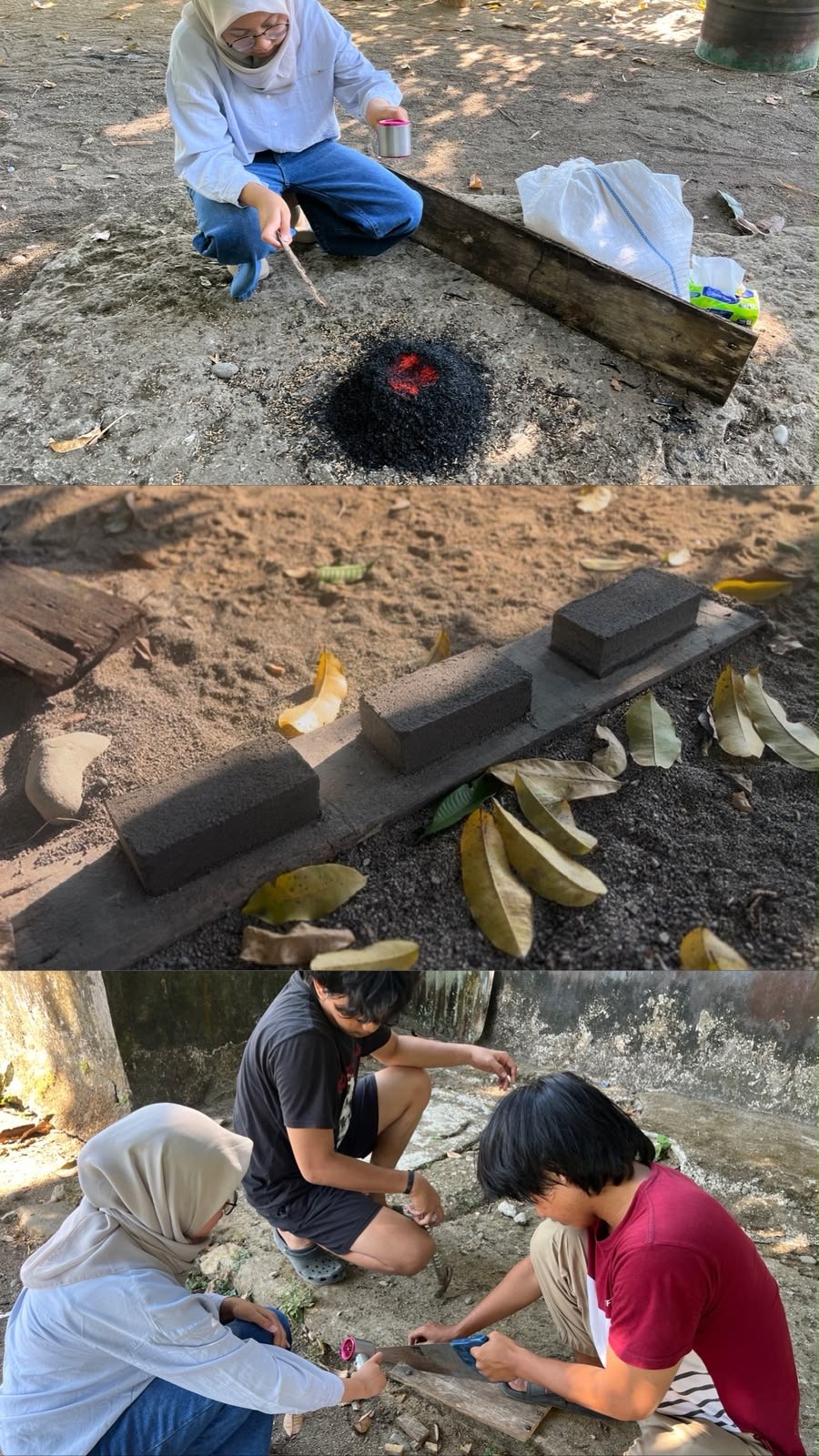 Mahasiswa KKN Unhas Kenalkan Paving Block Berbahan Abu Sekam di Kading